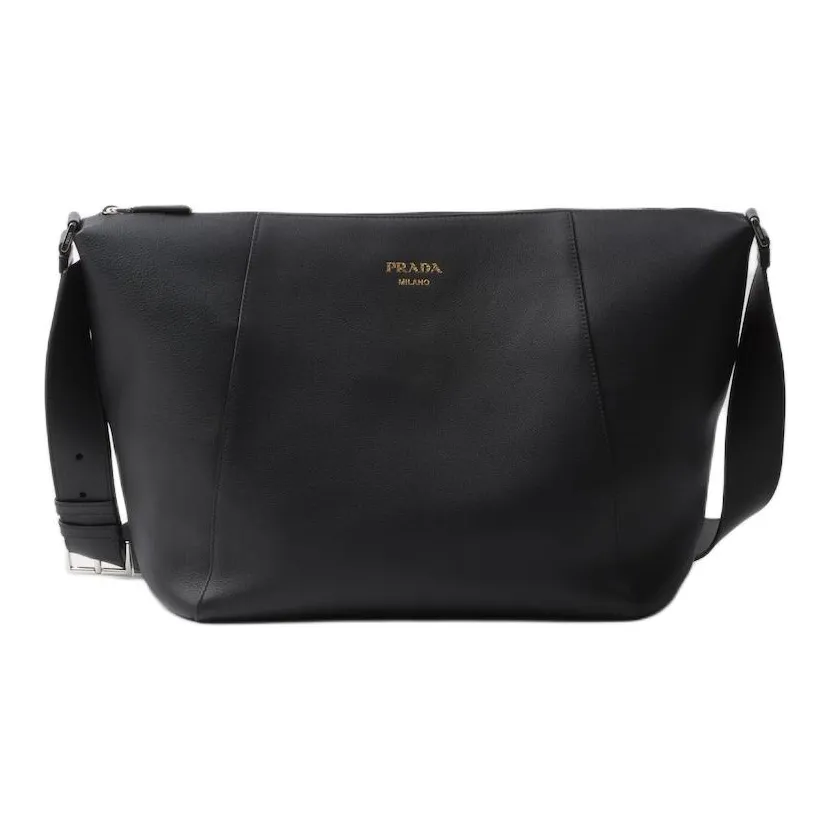 PRADA Grained Leather Crossbody Bag Shoulder Bag Men's Black