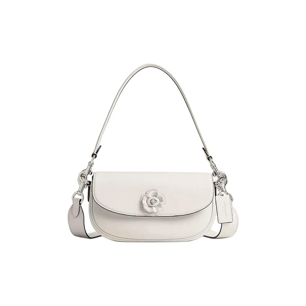 COACH Saddle Cow Leather Saddle Bag Handbag, Shoulder Bag, Crossbody Bag Medium Size Women's Pink White