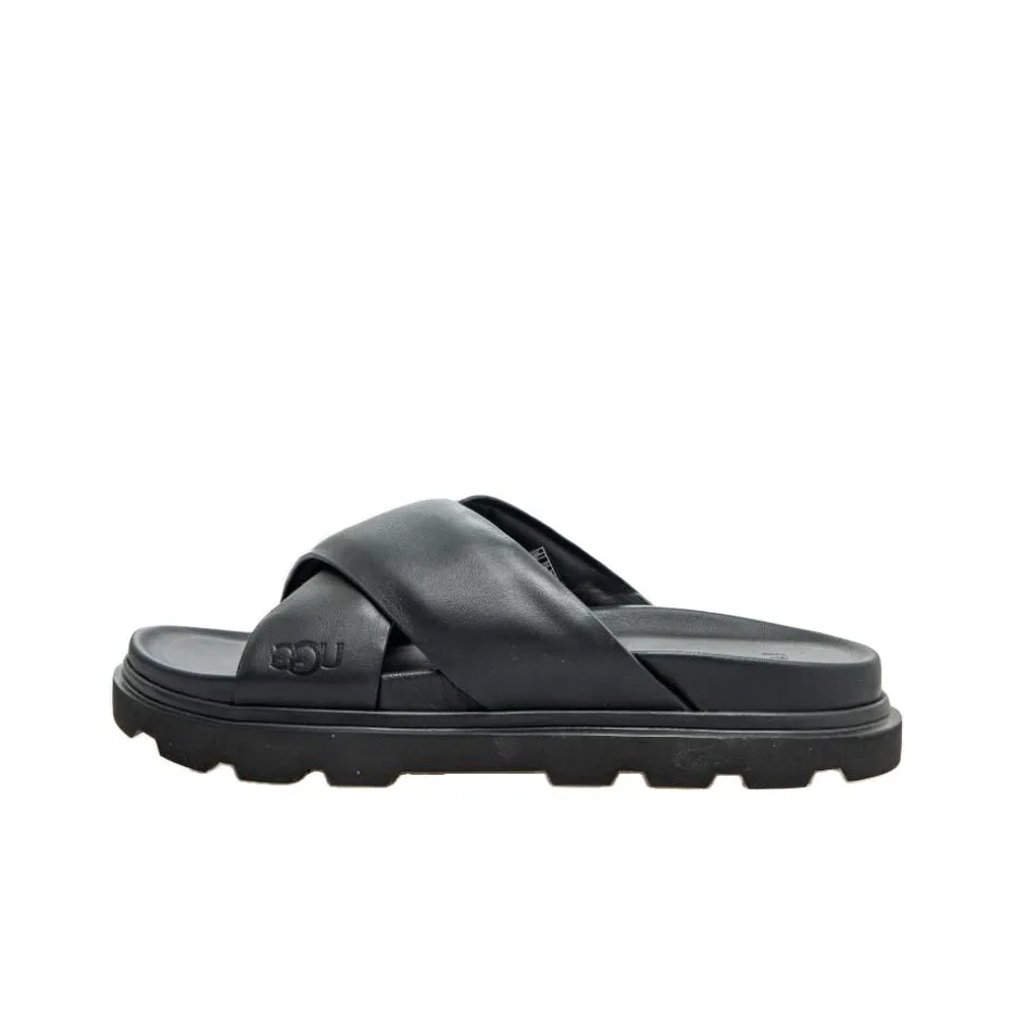 UGG Quiet Slip-Resistant Abrasion-Resistant Slippers Men's Black UGG Тихие противоскользящие абразионные устойчивые слипоны мужские черные