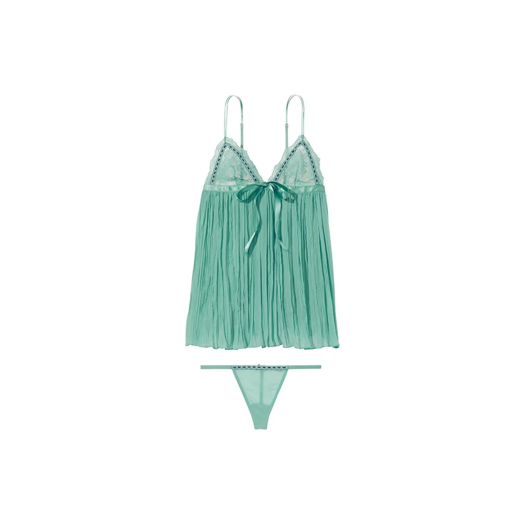 Victoria's Secret PINK VERY SEXY Lace Bow Spaghetti Strap Sexy By Nightgown/T Nightgown Women's Turquoise