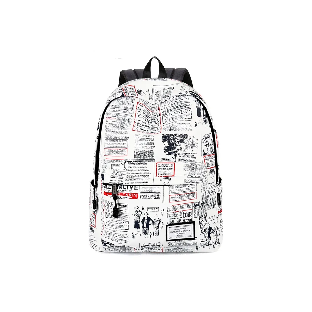 Bansusu Polyester Backpack Large Size Unisex English Magazine