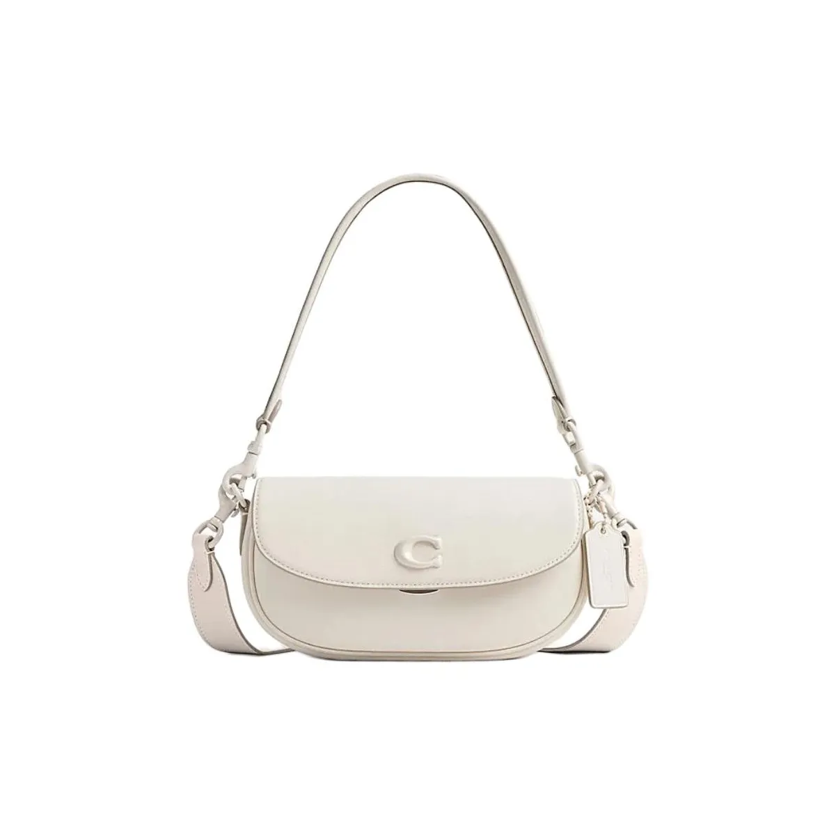 COACH Cow Leather Saddle Bag Handbag Shoulder Bag Crossbody Bag Medium Size Women's White