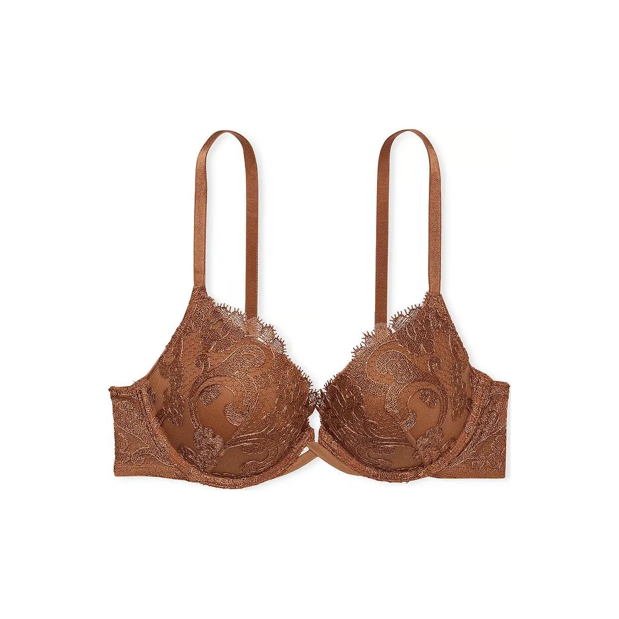 Victoria's Secret DREAM ANGELS Collection 8749 Contouring Boho Floral Embroidery Push Up Bra Women's Caramel