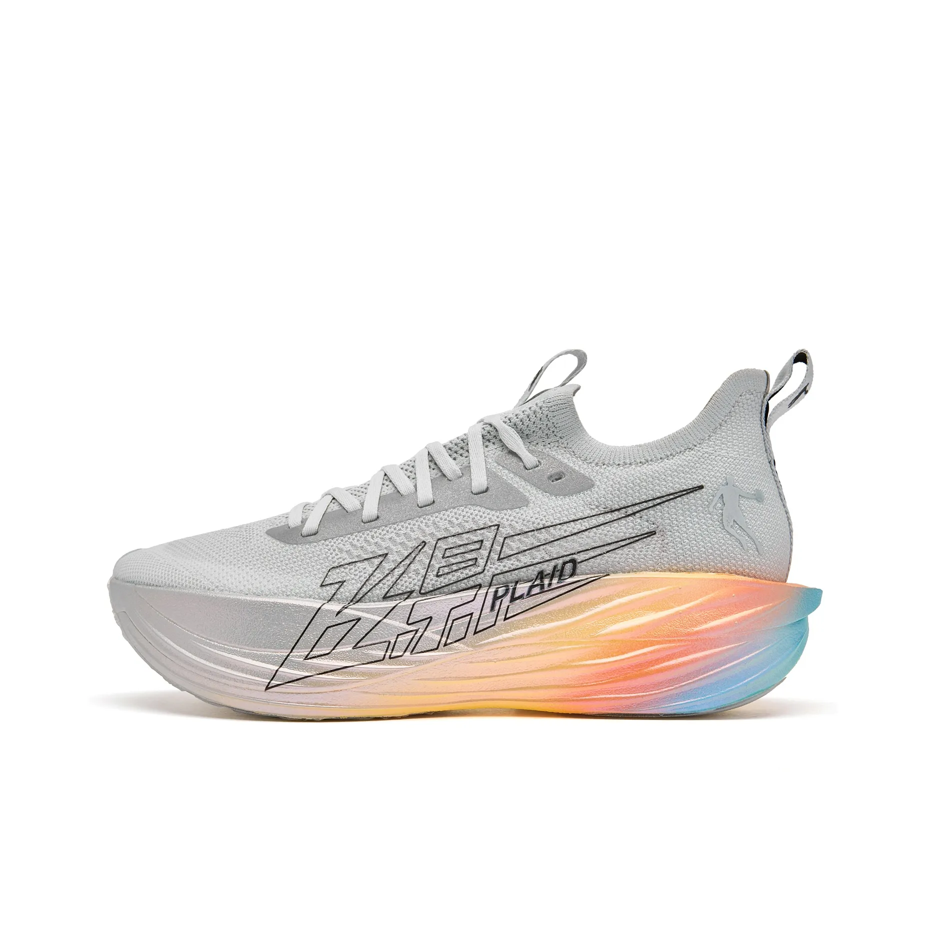 QIAODAN Flying Shadow PLAID 1.5 Running Shoes Men's Low Top Gray Silver Jelly Orange