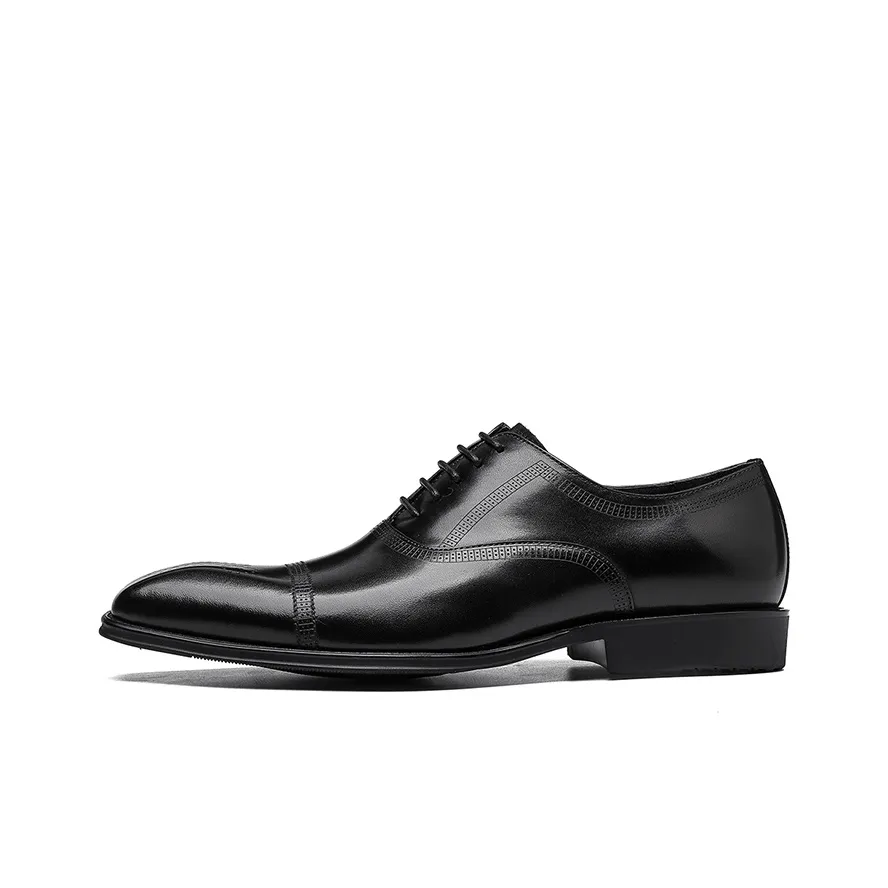 ASTON M.JAZZ Dress Shoes Men's Low Top Black/Coffee