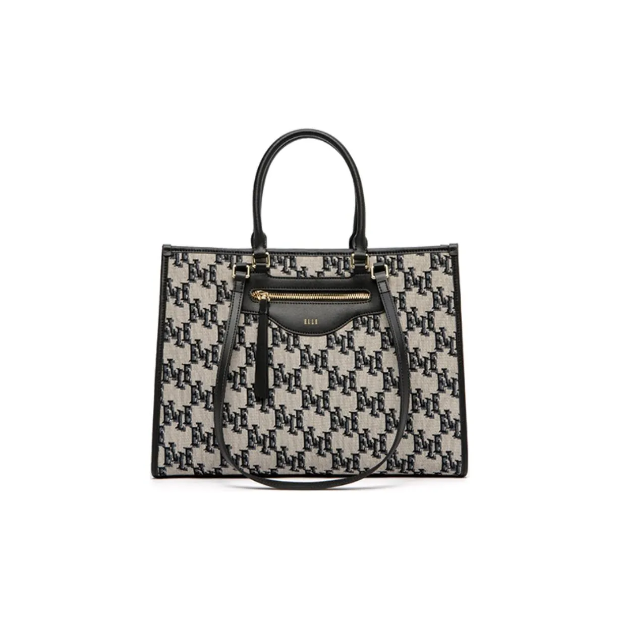 ELLE Ткань Тоут Сумка MULTI Отделение Модный Сумка на одно плечо Большая Женская Черная