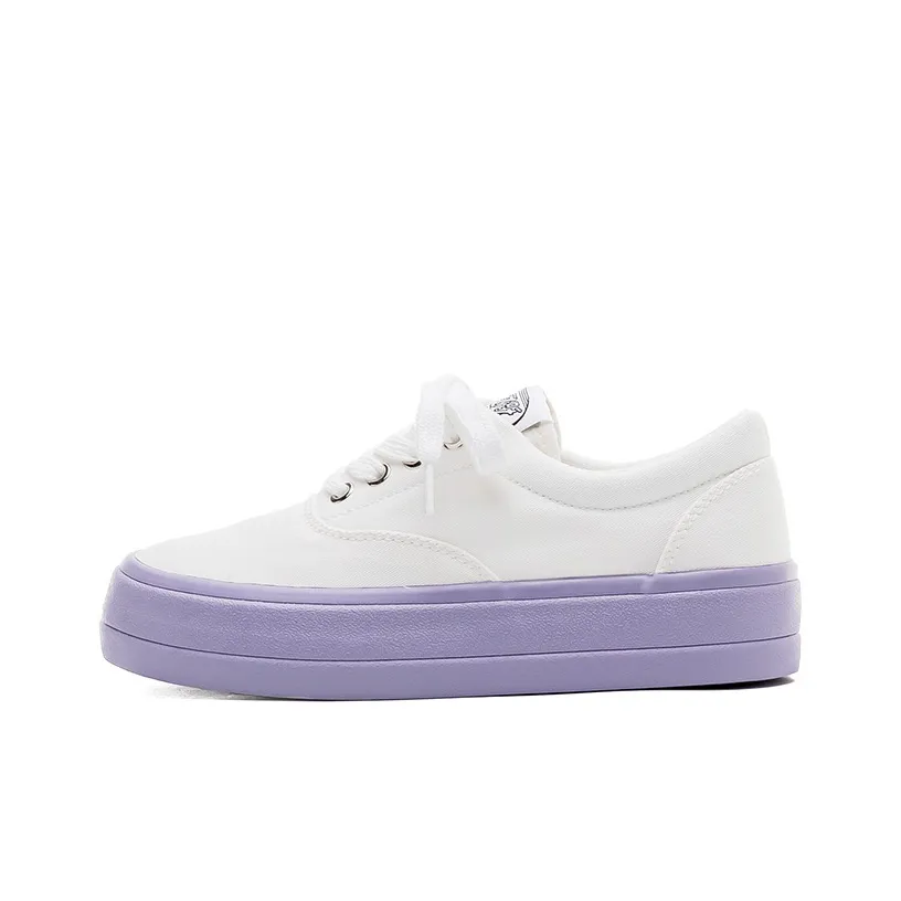 Feiyue Abrasion-Resistant Slip-Resistant Low-Top Canvas Shoes Women's White Purple