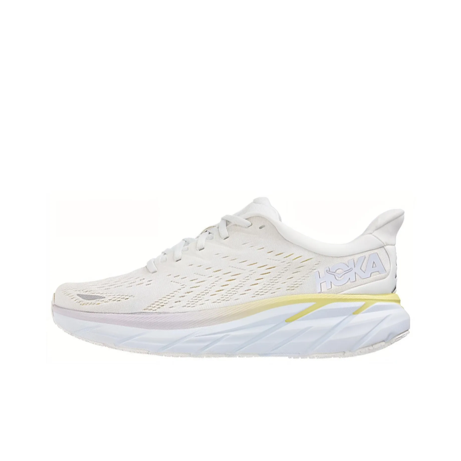 HOKA ONE ONE Clifton 8 Slip-resistant Abrasion-resistant Breathable Low-top Running Shoes Women's White Yellow HOKA ONE ONE Clifton 8 Противоскользящие Износостойкие Дышащие Низкие Кроссовки для Бега Женские Белые Желтые