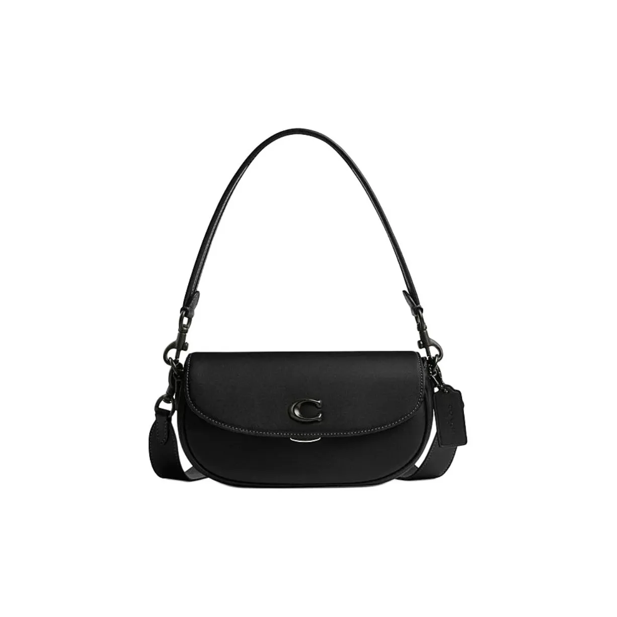 COACH EMMY Cow Leather Saddle Bag Handbag, Shoulder Bag, Crossbody Bag Medium Size Women's Black