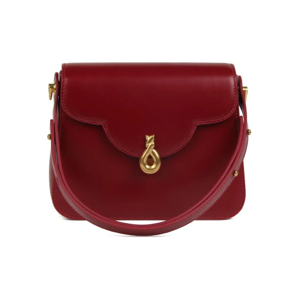 YOCAMU Cow Leather Small Square Bag Shoulder Bag Medium Size Women's Vintage Red/Classic Black