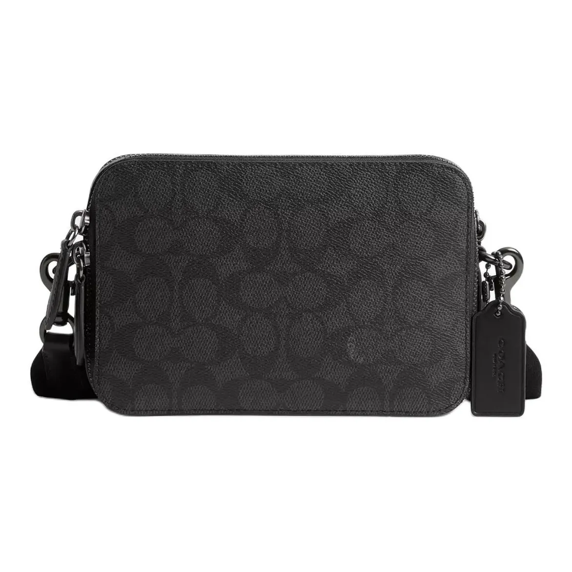 COACH Charter Подпись Покрытый холст с утонченной телячьей кожей Сумка через плечо Маленькая Мужская Уголь