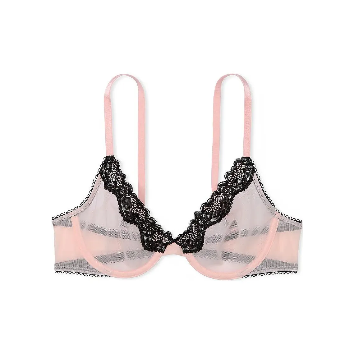 Victoria's Secret PINK 9472 Floral Tease Unlined Demi Bra/Purest Pink Bra Women's Pink