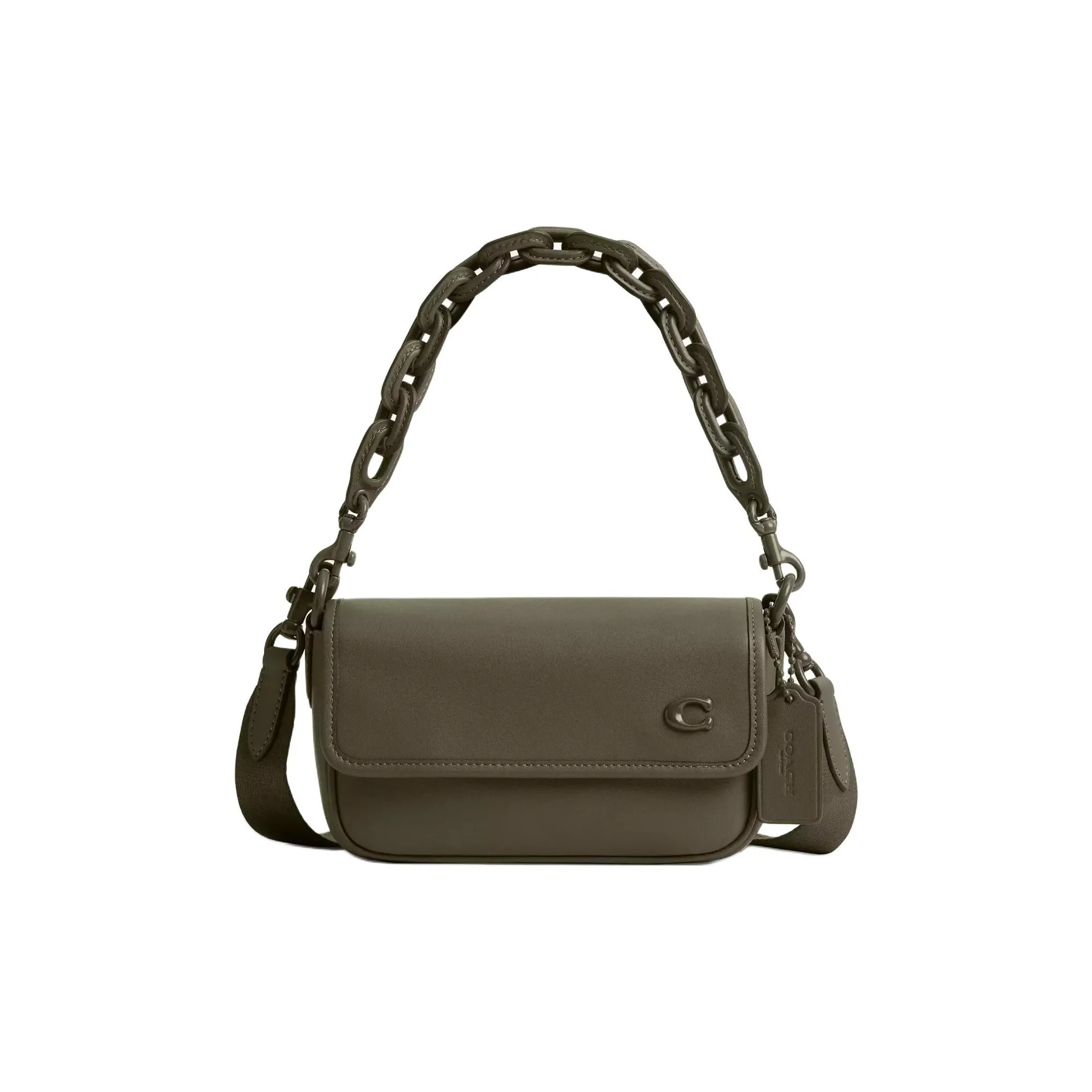 COACH Charter Дубленая кожа Перчатка Портативная Сумка через плечо Сумка на плечо Мужская Зеленая