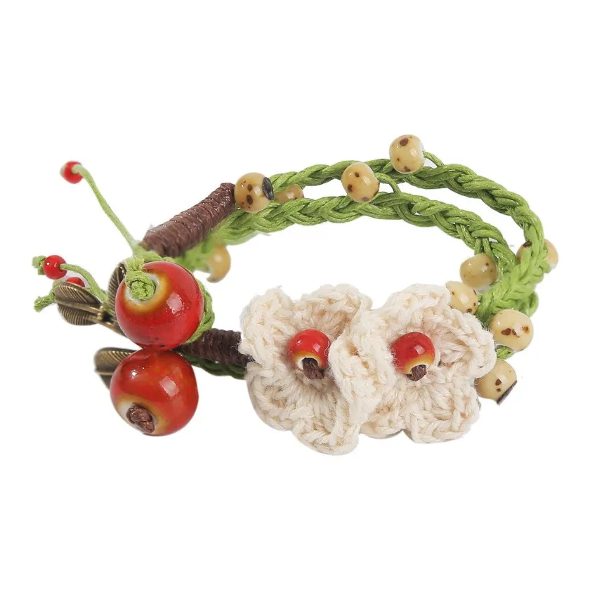 Hi There Керамика Бусины Вышитые Застежки Восковой Шнур Браслеты Женские