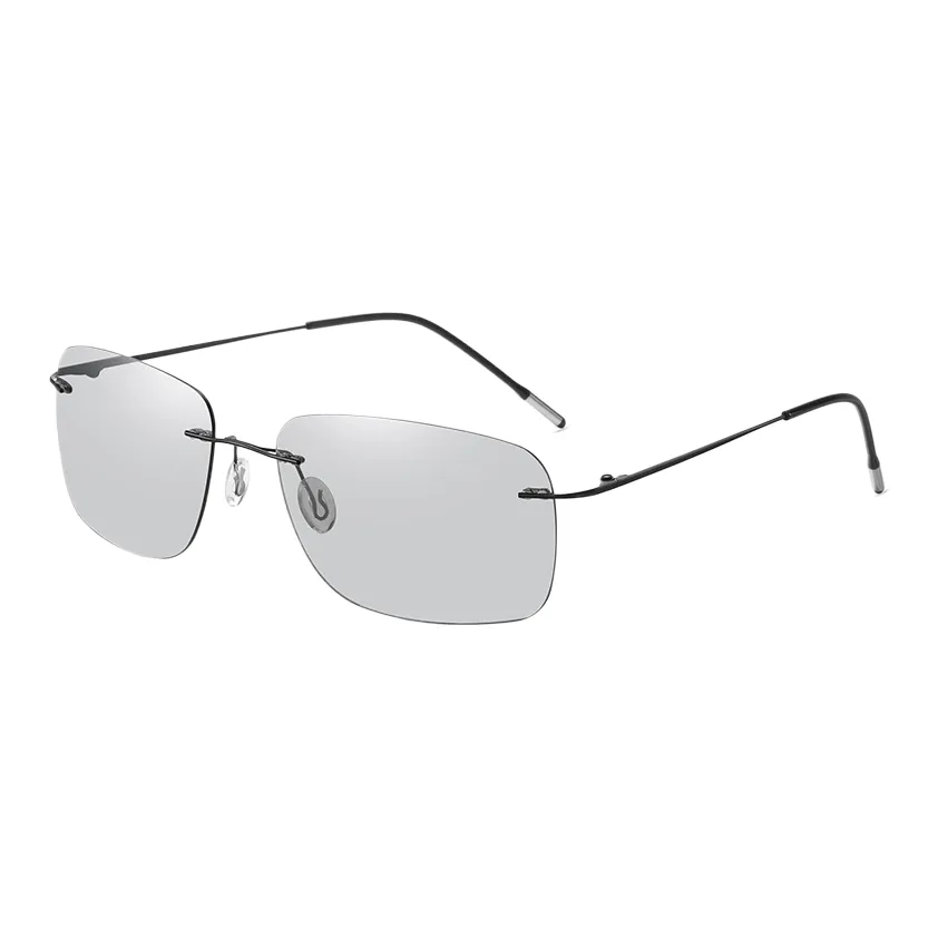 Thunder Pailong Чистый титан Квадратные солнцезащитные очки Унисекс Черный Серебряный