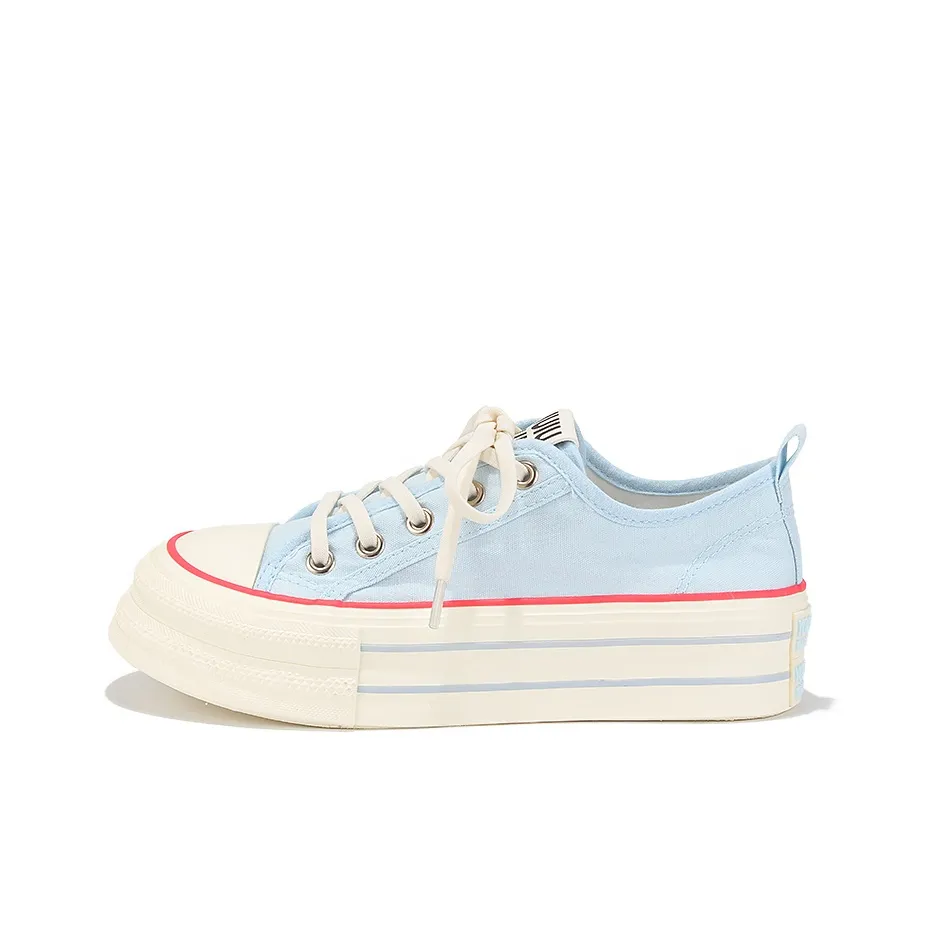 Yobn Breathable Height Increase Low Top Canvas Shoes Women's Blue