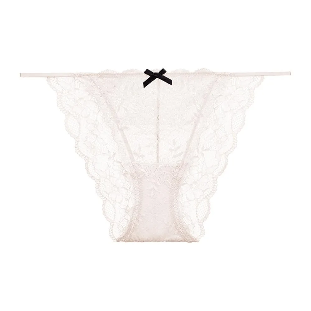 Victoria's Secret PINK Floral Lace Overlay With Fine Ribbon Bikini/CW Underpants Women's 1 Pack Coconut White