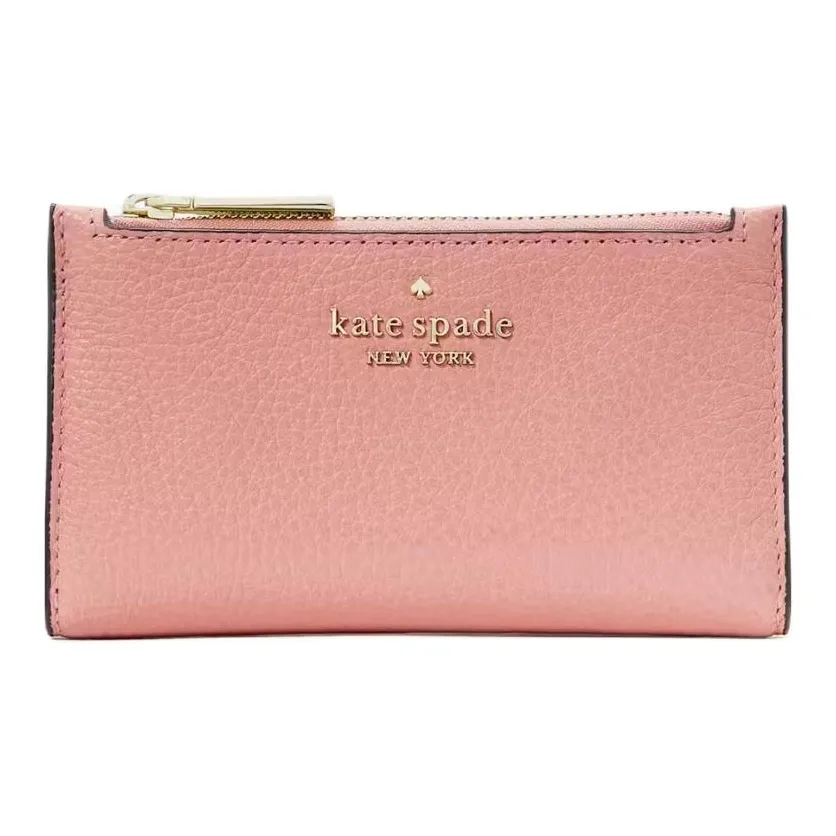 Kate Spade Leila Pebbled Leather Wallet Trumpets Women's Peach Rose Pink