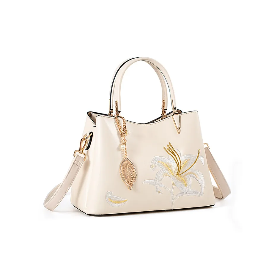 Vigno Synthetic Leather Mom Handbag, One Shoulder Crossbody Bag Regular Women's Ecru