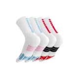 화이트 핑크 블루+화이트 블랙 레드 바람-Resistant 통기성 좋은 스포츠 양말[2팩]