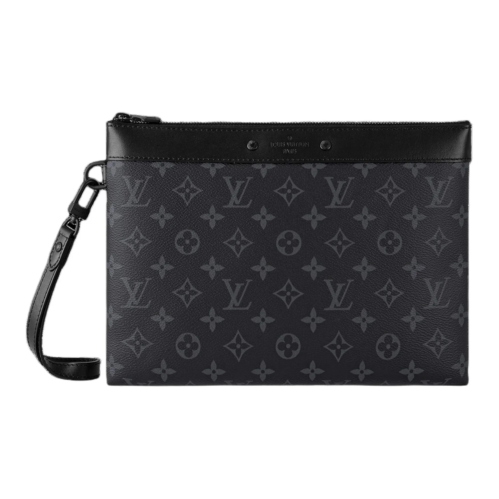 Porte-documents Louis Vuitton Porte documents Voyage en toile damier grise et cuir noir