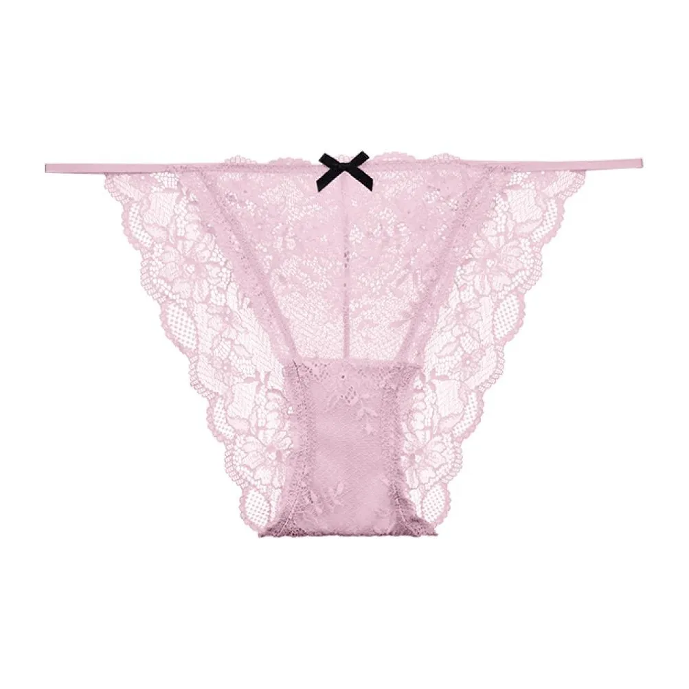 Victoria's Secret PINK Floral Lace Overlay With Fine Ribbon Bikini/TF Underpants Women's 1 Pack Taro Pink