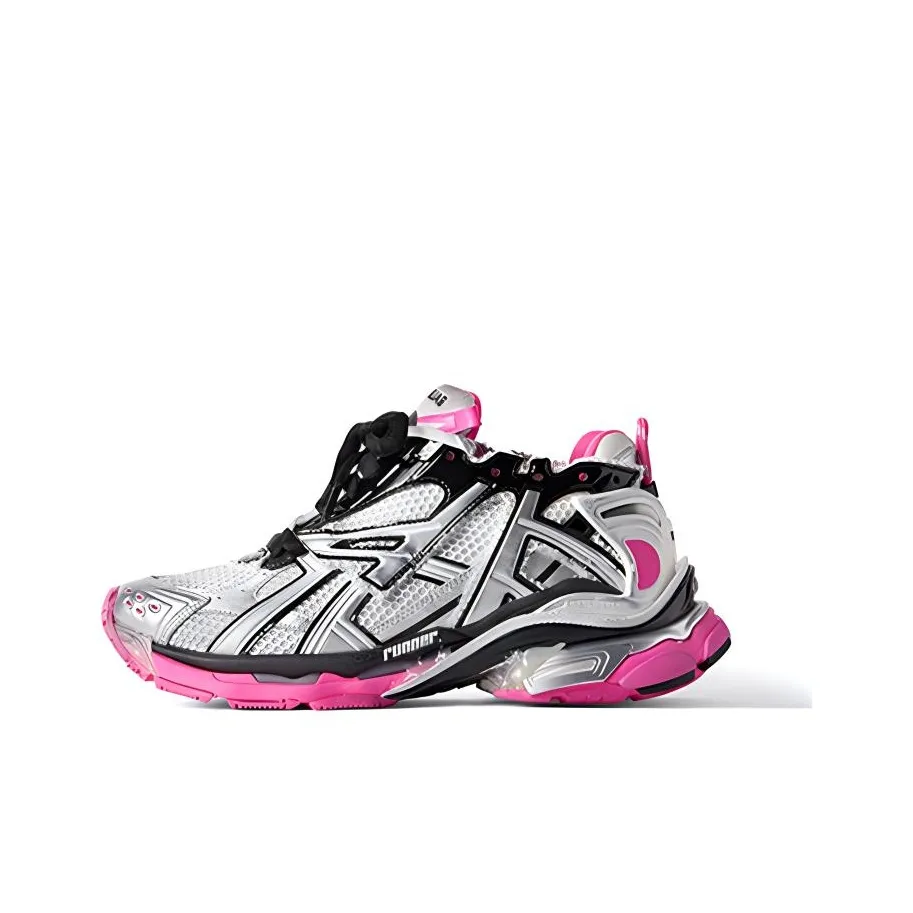 Balenciaga Runner Sneakers 'Silver White Pink Mesh And Nylon' Women's