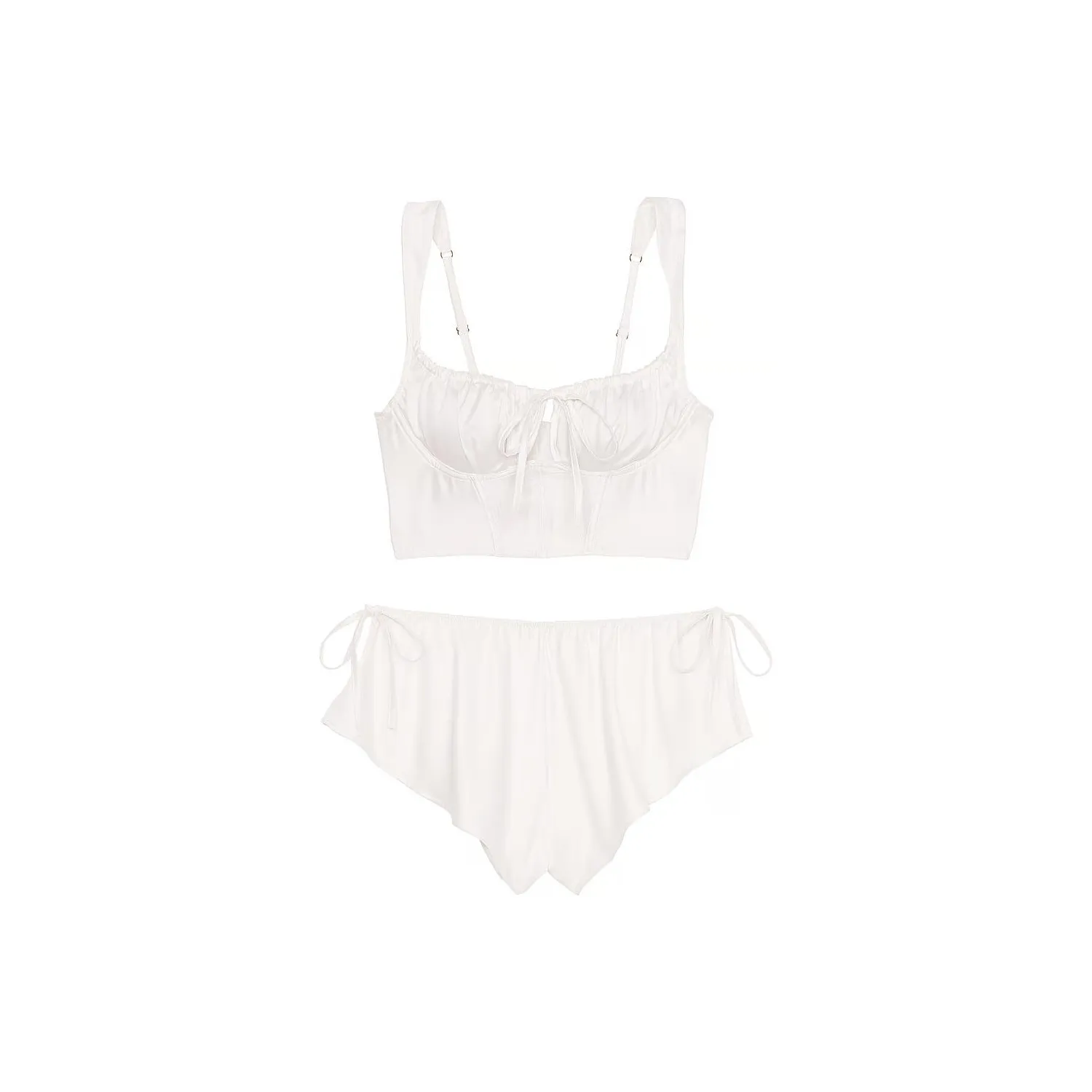 Victoria's Secret DISCOVER Satin Corset Top & Shorts Set/CW Pajama Set Women's Coconut White