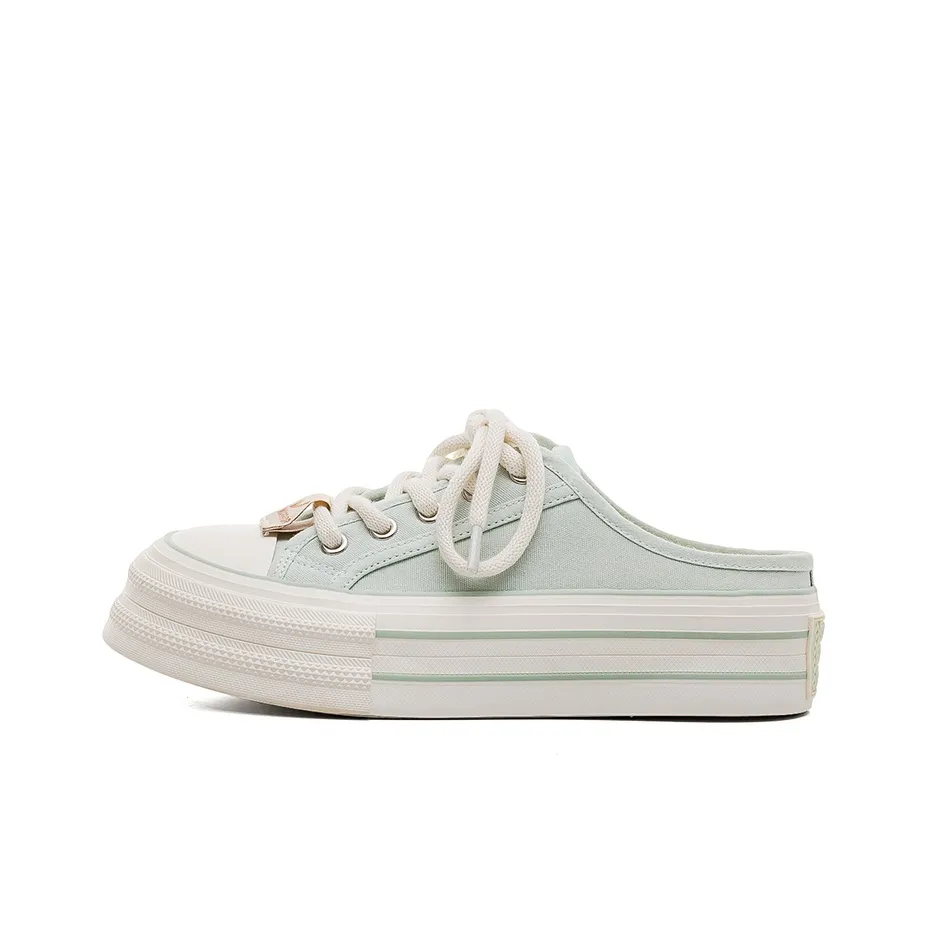 Warrior Износостойкие Дышащие Низкие Топ Кеды Женские Светло-Зеленые