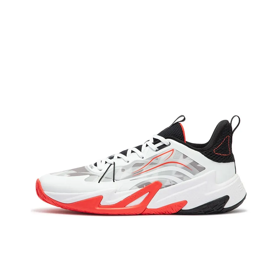 361° Basketball Shoes Men's Low Top 361 Degrees White/Fluorescent Bright Dark Red