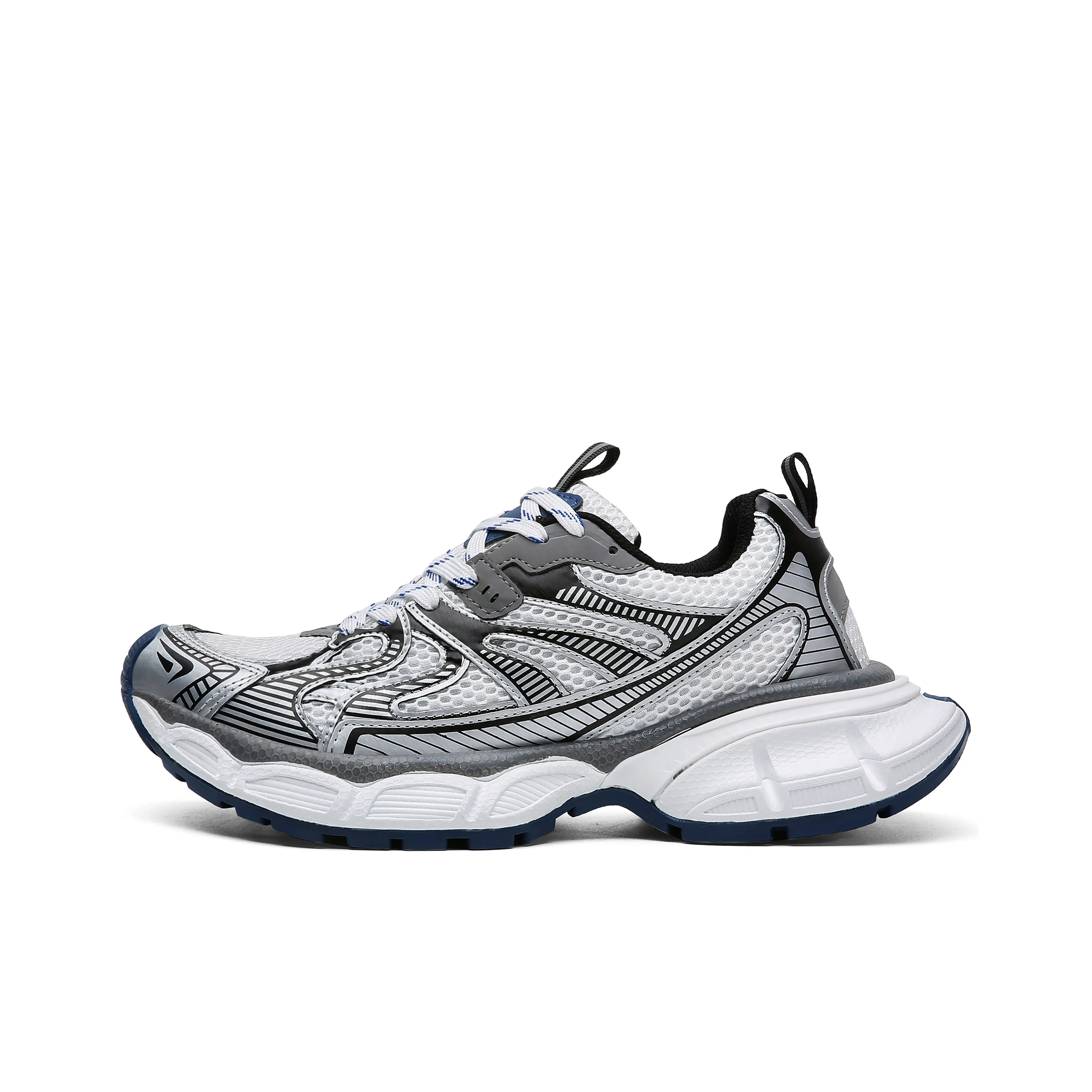 FINEPLAN Амортизаторы Slip-resistant устойчивые к истиранию низкий топ кроссовки с подошвой унисекс серебристо-синие