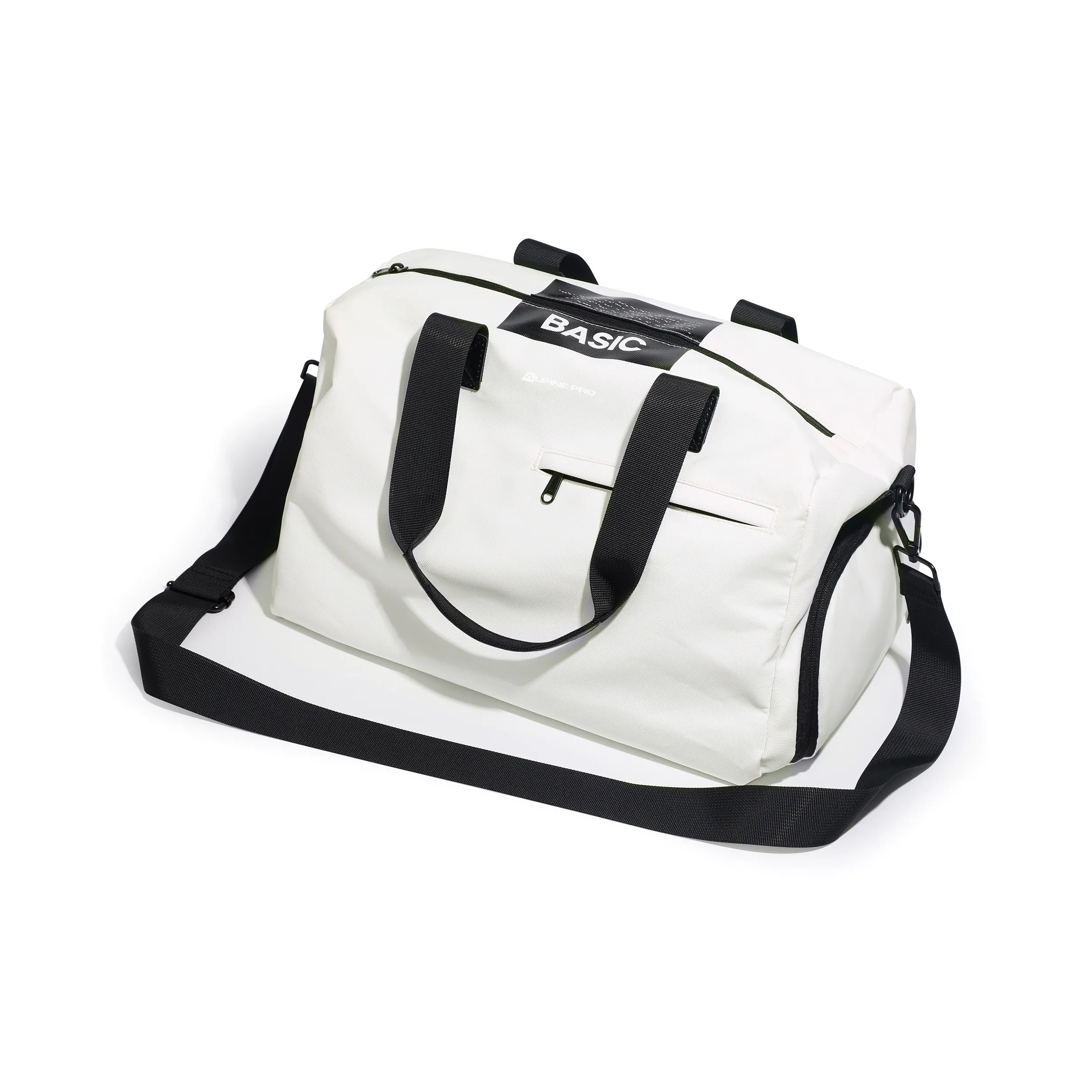 ALPINE PRO Fabric Travel Bag Gym Bag Crossbody Bag Shoulder Bag Handbag Yoga Bag Large Size Unisex Black/White
