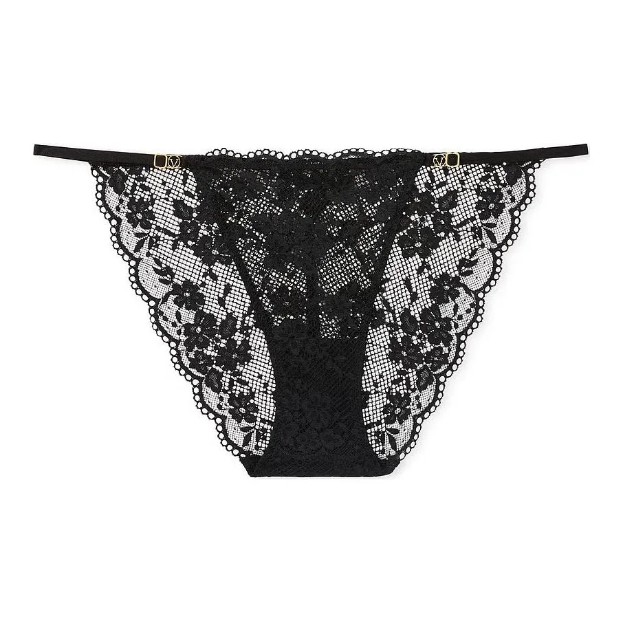Victoria's Secret LOVE CLOUD Lace Adjustable String Bikini Panty Underpants Women's 1 Pack Black