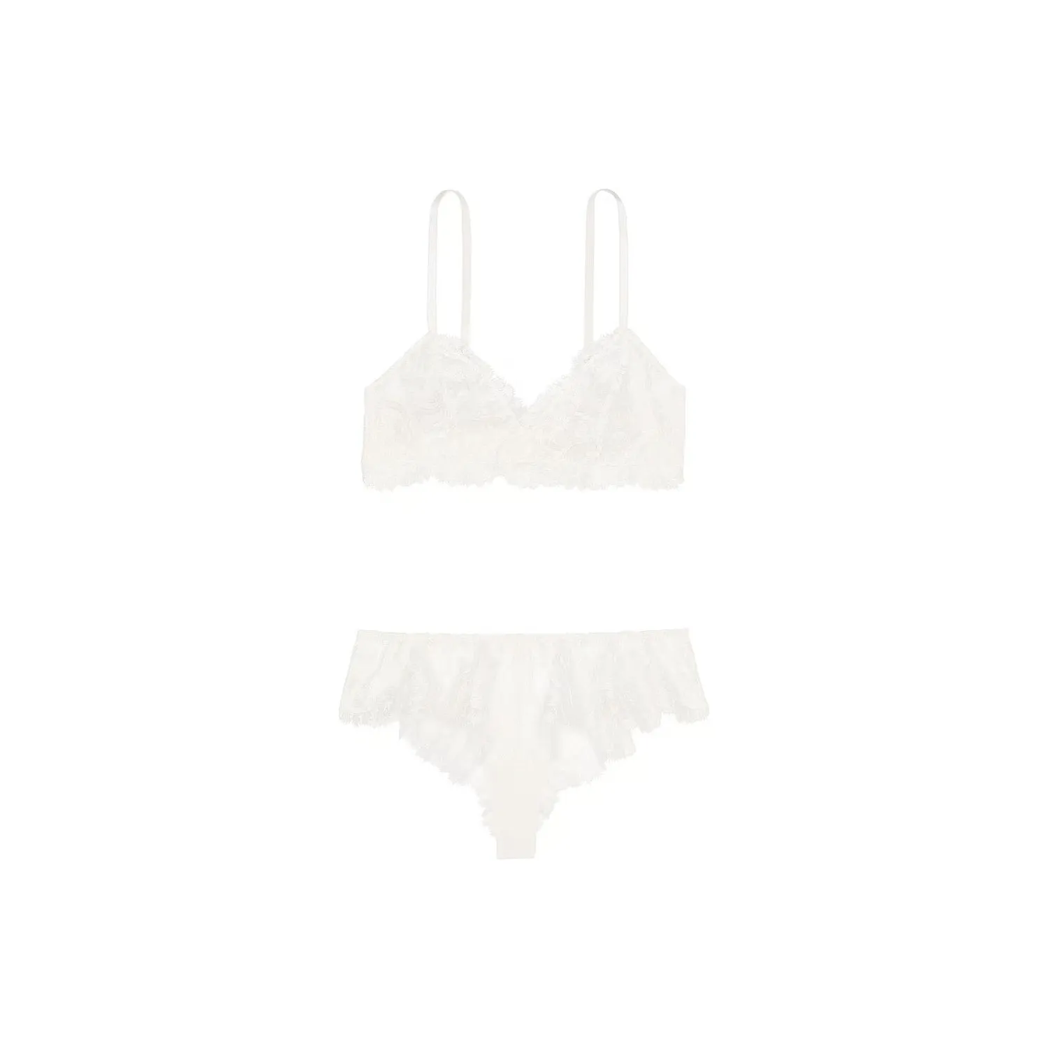 Victoria's Secret PINK Boho Floral Embroidery Bralette & Panty Set / W Pajama Set Women's White