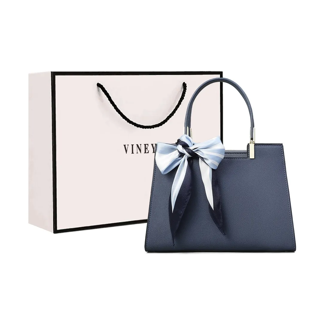 VINEY Cow Leather Handbag, Crossbody Bag, Shoulder Bag Tubas Women's Blue