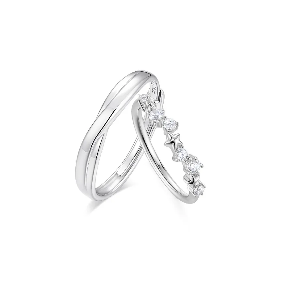 KADER 925 Sterling Silver Rings Unisex Silver White Box
