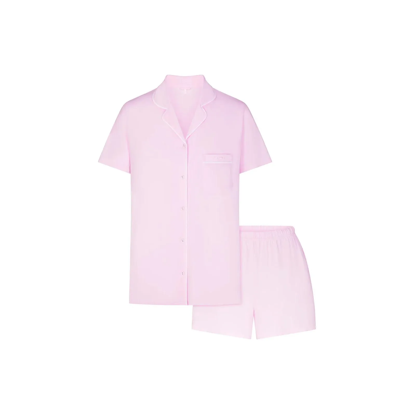 SKIMS Сон Короткий рукав пуговица вверх комплект пижам комплект женский вишневый цветок мраморный цветовая схема вишневый цветок мраморный украшение