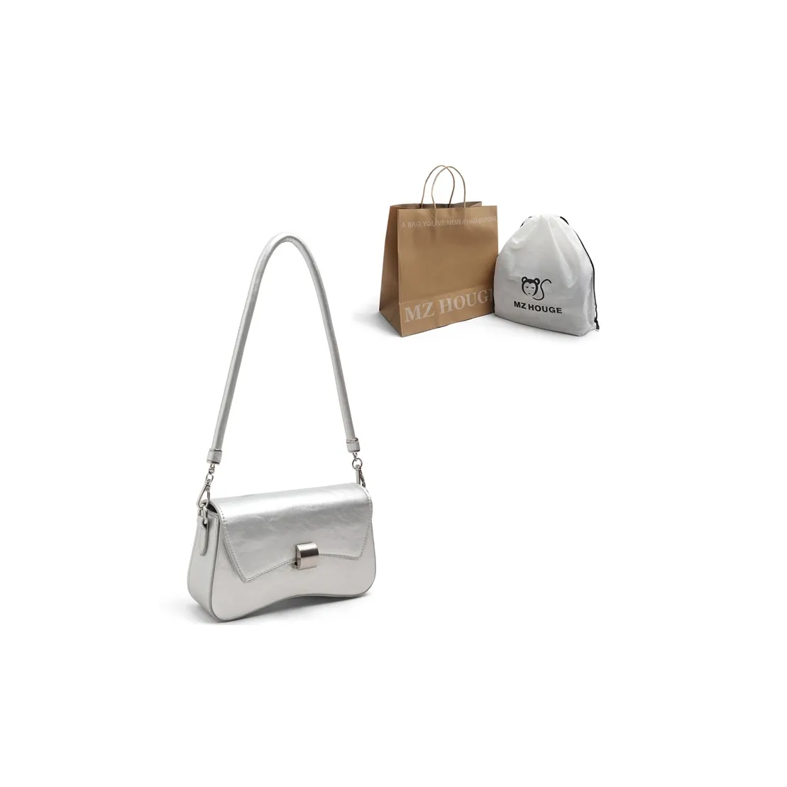 MZ HOUGE PU Shoulder Bag Regular Women's Silver