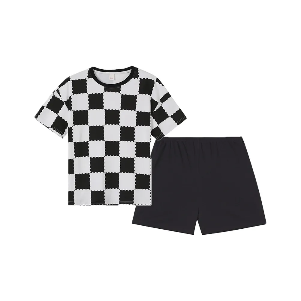 MADALLO Pajama Set Women's Black White Plaid