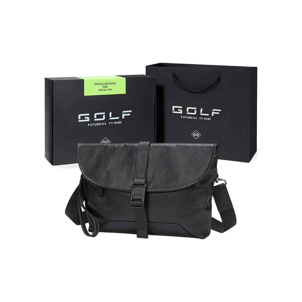 GOLF Top Grain Cow Leather, Cow Leather Crossbody Bag, Shoulder Bag Regular Men's Plant Extract Black