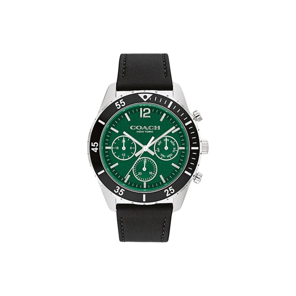 COACH Кварцевые часы кожаный ремешок 44 мм зеленый циферблат унисекс