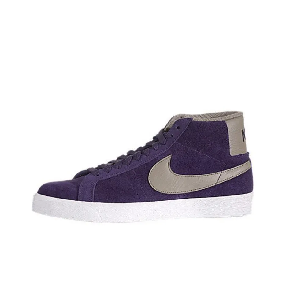 Nike Blazer Anti Slip Wear Resistant High Top Skateboard Shoes Men's Purple Gray