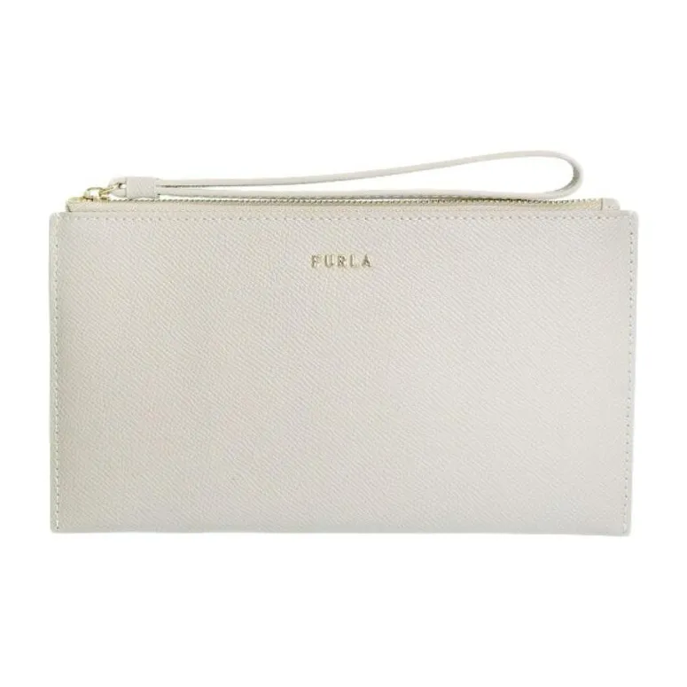 Furla Leather Clutch Extra Large Women's Pearl White