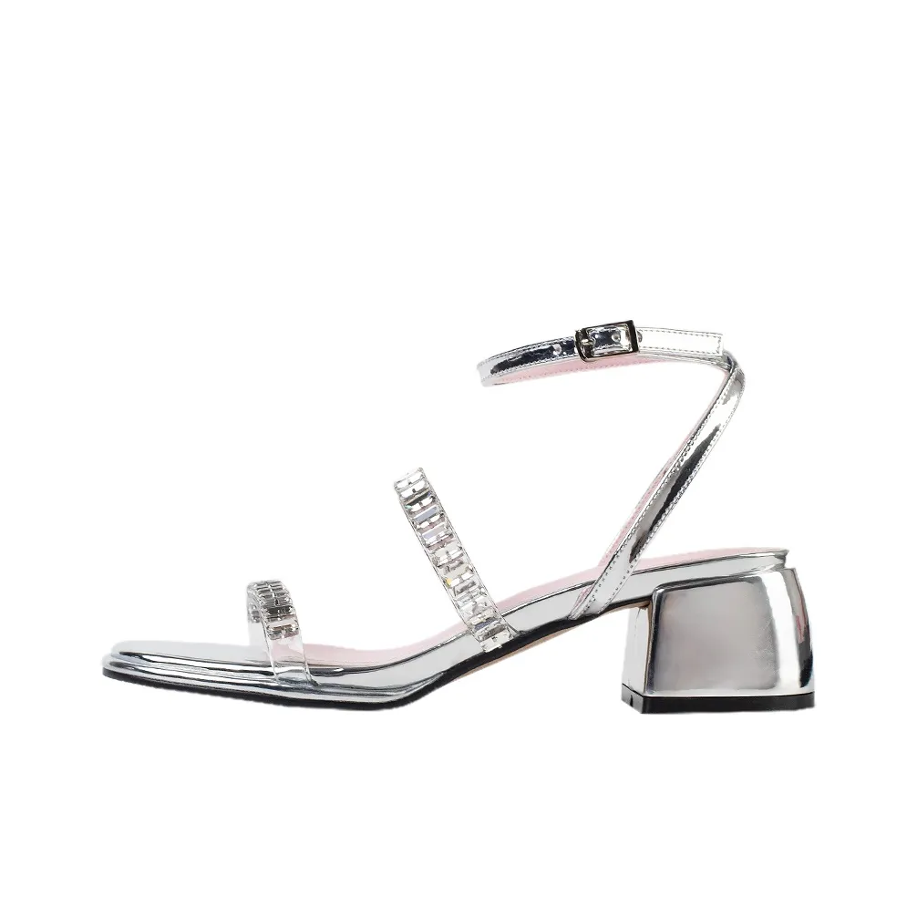 Wonderful Couple Strap Sandals 5cm Women's Silver