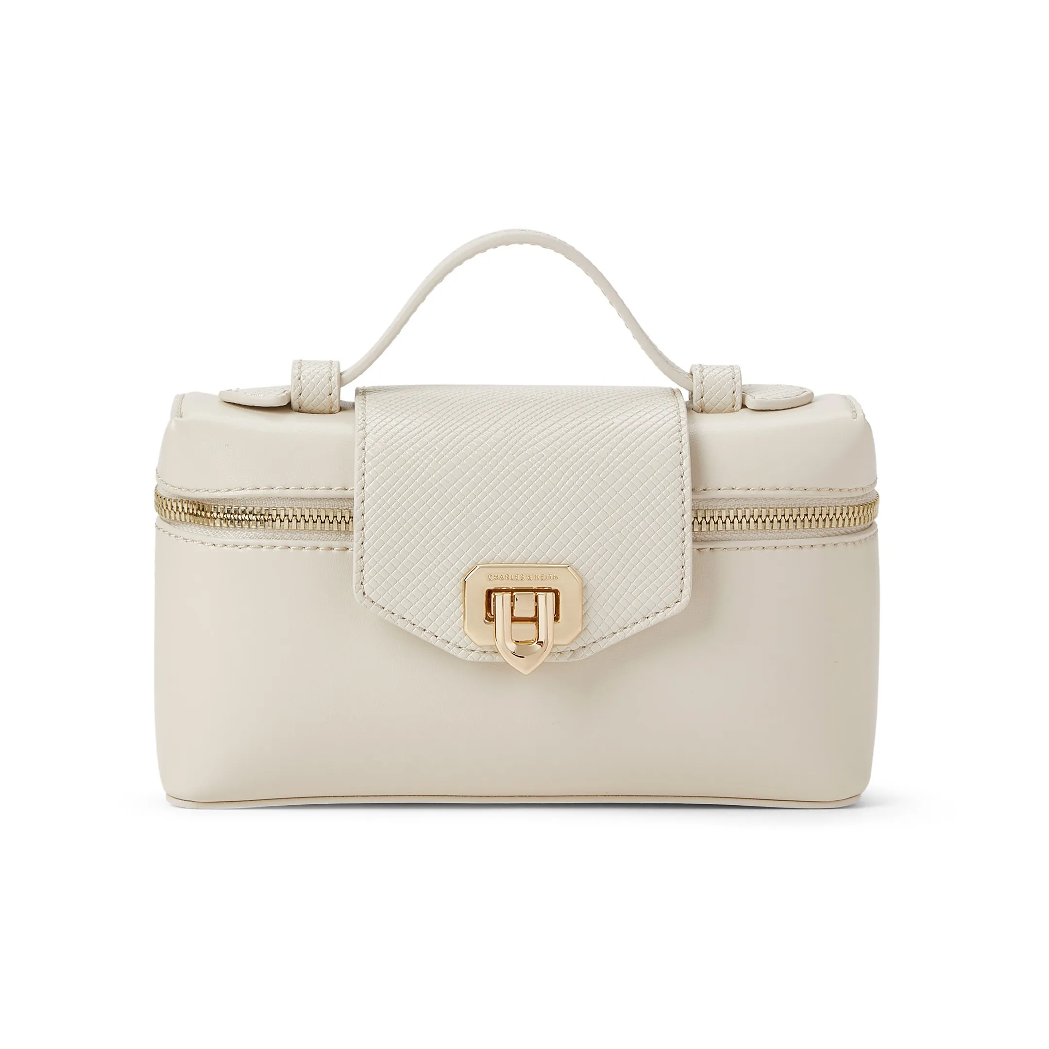 CHARLES KEITH Тисненая кожа Сумка через плечо Маленькая Женская Бежевая Черная