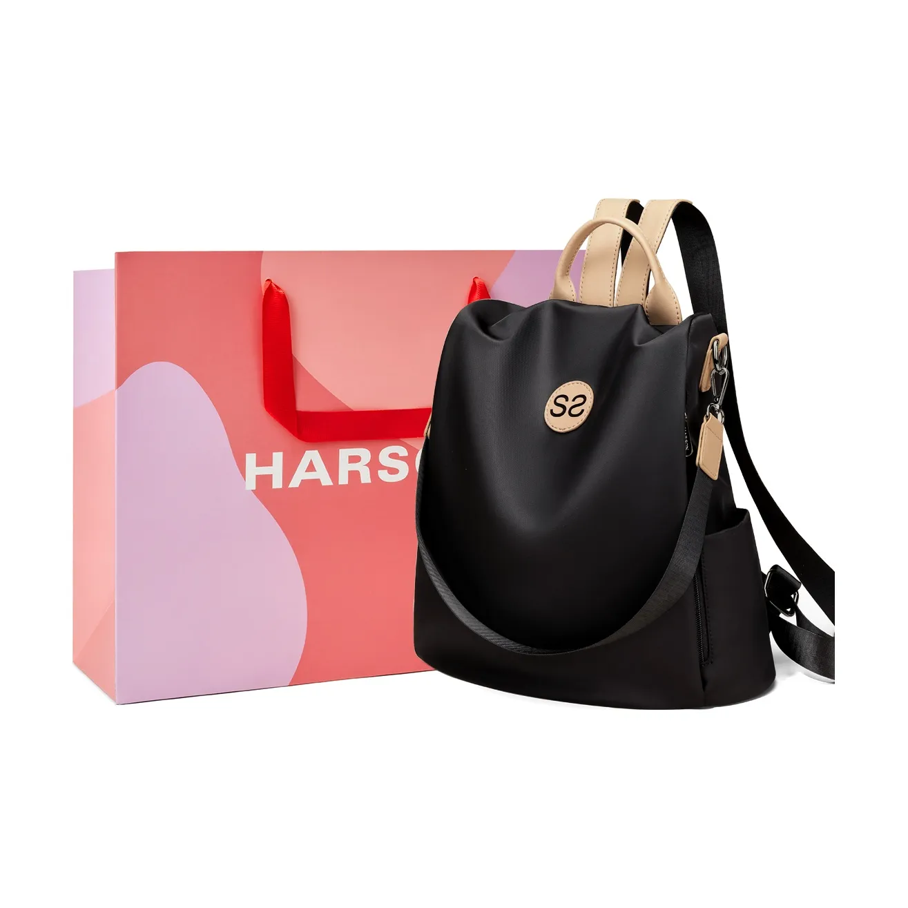 HARSON Ткань Рюкзак Большой Женские Черный