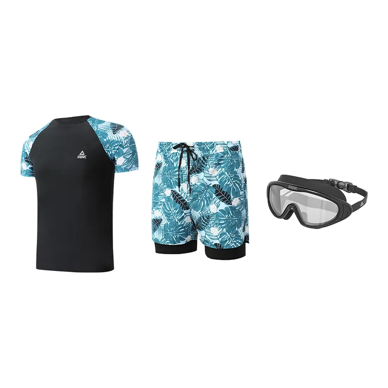 PEAK Swimming Sets Polyester Elastane Cycling Hot Spring Beach Men's Black Green