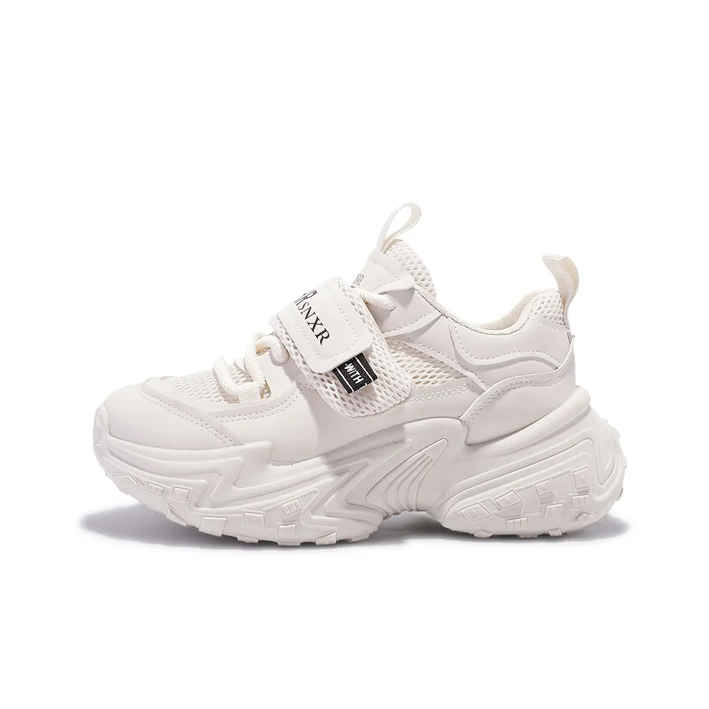 Miss Zhang Cushioning Anti Slip Wear Resistant Breathable Height Increasing Low Top Chunky Sneakers Women's Beige