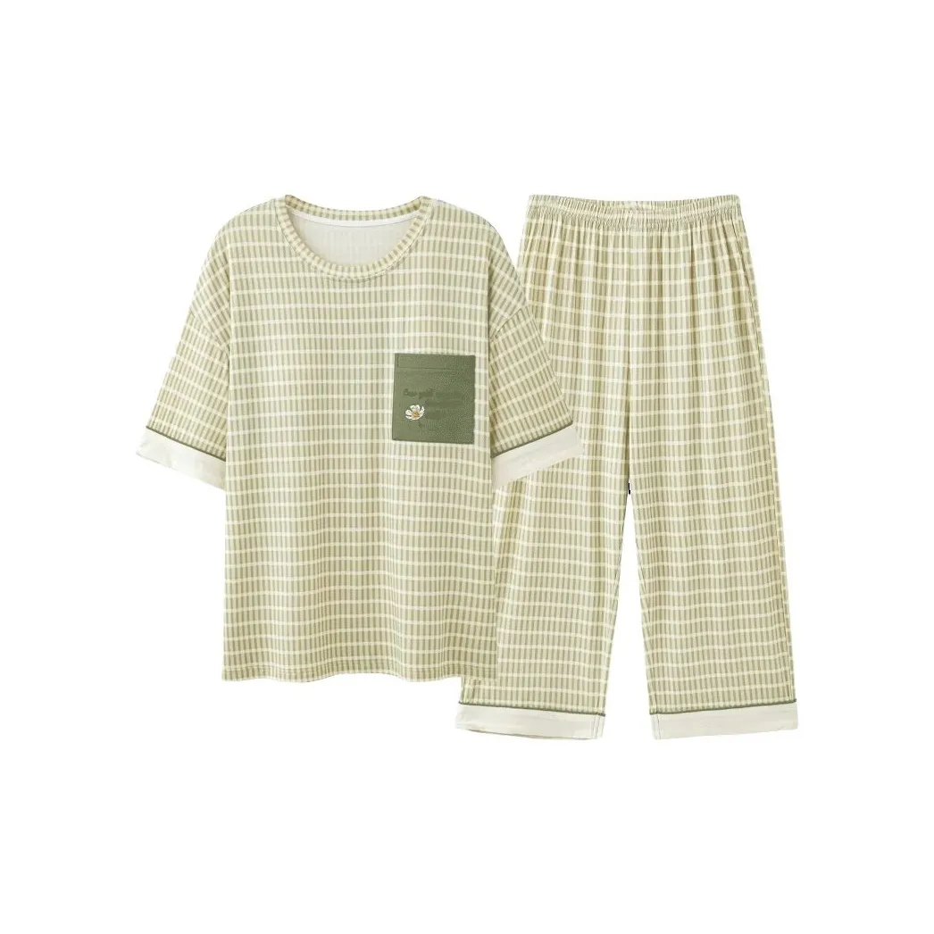 MIIOW Pajama Set Women's Green Plaid