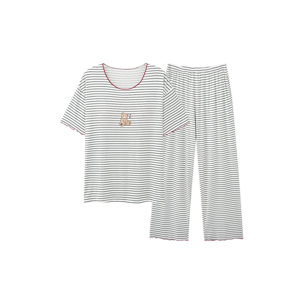 MIIOW Pajama Set Women's Black White Stripes